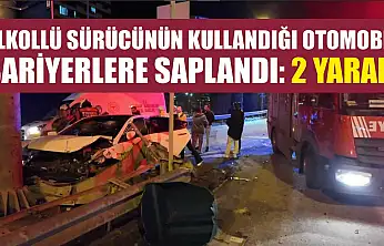 Alkollü sürücünün kullandığı otomobil bariyerlere saplandı: 2 yaralı