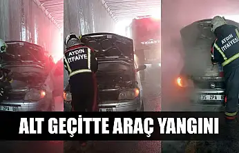 Alt geçitte araç yangını