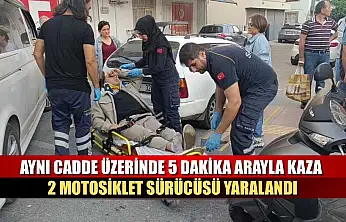 Aynı cadde üzerinde 5 dakika arayla kaza: 2 motosiklet sürücüsü yaralandı