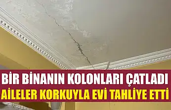 Bir binanın kolonları çatladı: Aileler korkuyla evi tahliye etti