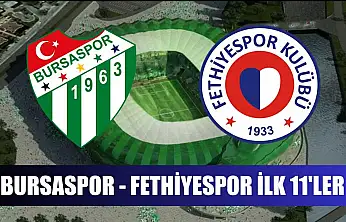 Bursaspor - Fethiyespor ilk 11'ler