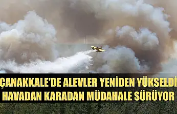 Çanakkale'de alevler yeniden yükseldi, havadan karadan müdahale sürüyor
