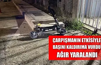 Çarpışmanın etkisiyle başını kaldırıma vurdu, ağır yaralandı