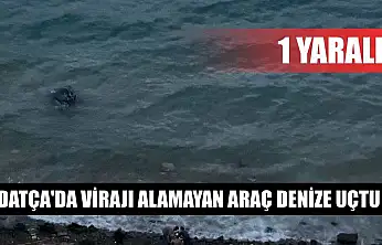 Datça'da virajı alamayan araç denize uçtu: 1 yaralı