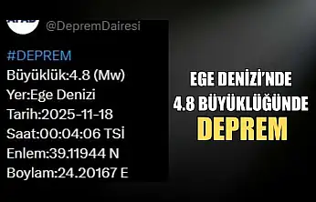 Ege Denizi'nde 4.8 büyüklüğünde deprem