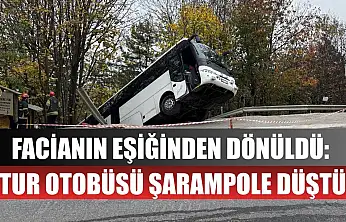 Facianın eşiğinden dönüldü: Tur otobüsü şarampole düştü