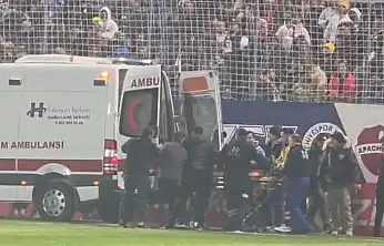 Fethiye'de Türkiye Kupası maçı öncesi bir taraftar tribünden düştü