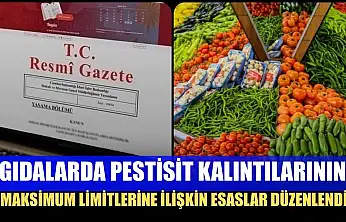 Gıdalarda pestisit kalıntılarının maksimum limitlerine ilişkin esaslar düzenlendi