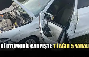İki otomobil çarpıştı: 1'i ağır 5 yaralı