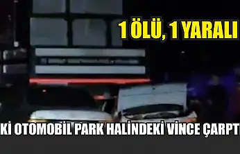 İki otomobil park halindeki vince çarptı: 1 ölü, 1 yaralı