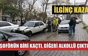 İlginç kaza, şoförün biri kaçtı, diğeri alkollü çıktı