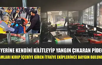 İşyerine kendini kilitleyip yangın çıkaran pideci, camları kırıp içeriye giren itfaiye ekiplerince baygın bulundu