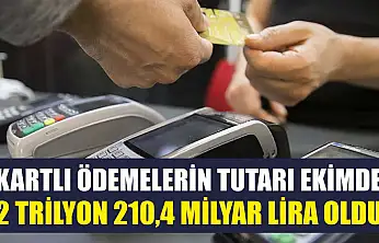 Kartlı ödemelerin tutarı ekimde 2 trilyon 210,4 milyar lira oldu