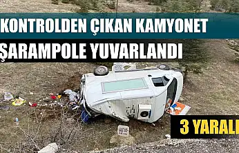 Kontrolden çıkan kamyonet şarampole yuvarlandı: 3 yaralı