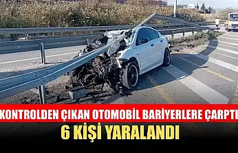 Kontrolden çıkan otomobil bariyerlere çarptı 6 kişi yaralandı