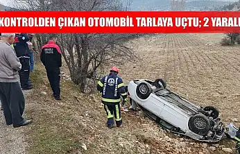 Kontrolden çıkan otomobil tarlaya uçtu 2 yaralı