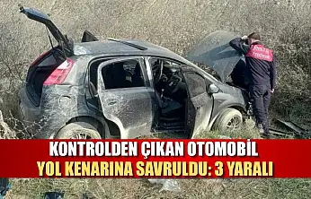 Kontrolden çıkan otomobil, yol kenarına savruldu: 3 yaralı