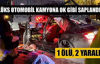 Lüks otomobil kamyona ok gibi saplandı: 1 ölü, 2 yaralı