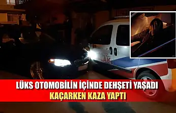 Lüks otomobilin içinde dehşeti yaşadı, kaçarken kaza yaptı
