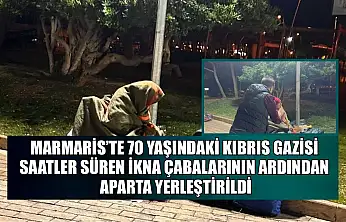 Marmaris'te 70 yaşındaki Kıbrıs gazisi saatler süren ikna çabalarının ardından aparta yerleştirildi