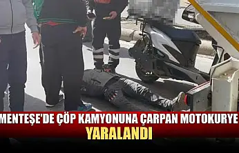 Menteşe'de Çöp kamyonuna çarpan Motokurye yaralandı