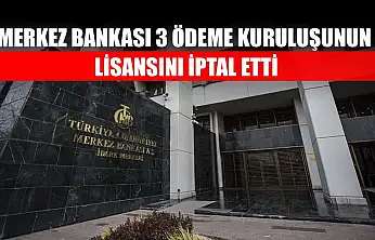 Merkez Bankası 3 ödeme kuruluşunun lisansını iptal etti