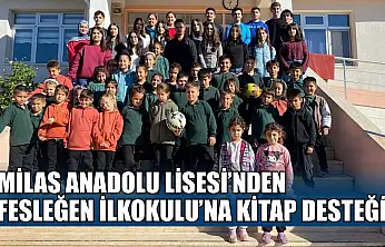 Milas Anadolu Lisesi'nden Fesleğen İlkokulu'na kitap desteği