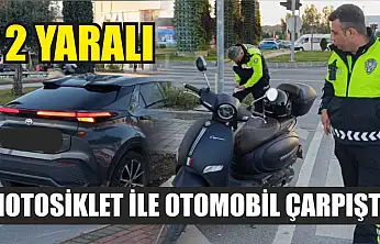 Motosiklet ile otomobil çarpıştı: 2 yaralı