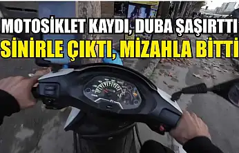 Motosiklet kaydı, duba şaşırttı: Sinirle çıktı, mizahla bitti