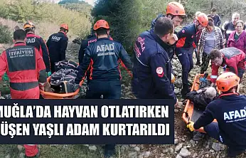 Muğla'da Hayvan Otlatırken Düşen Yaşlı Adam Kurtarıldı