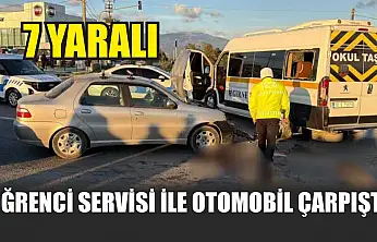 Öğrenci servisi ile otomobil çarpıştı: 7 yaralı
