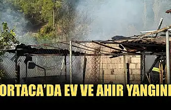 Ortaca'da ev ve ahır yangını