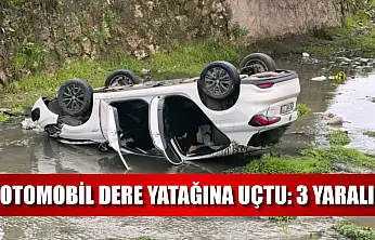 Otomobil dere yatağına uçtu: 3 yaralı