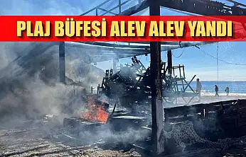 Plaj büfesi alev alev yandı