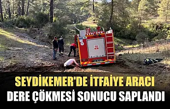 Seydikemer'de İtfaiye Aracı Dere Çökmesi Sonucu Saplandı