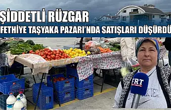 Şiddetli rüzgar  Fethiye Taşyaka Pazarı'nda satışları düşürdü