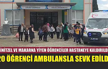 Şinitzel ve makarna yiyen öğrenciler hastaneye kaldırıldı: 20 öğrenci ambulansla sevk edildi