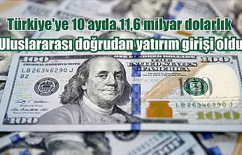 Türkiye'ye 10 ayda 11,6 milyar dolarlık uluslararası doğrudan yatırım girişi oldu