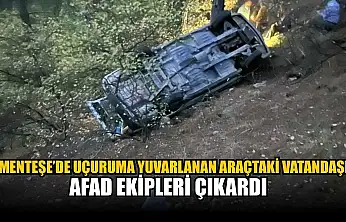 Uçuruma yuvarlanan araçtaki vatandaşı AFAD ekipleri çıkardı