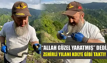 'Allah Güzel Yaratmış' Dedi, Zehirli Yılanı Kolye Gibi Taktı!