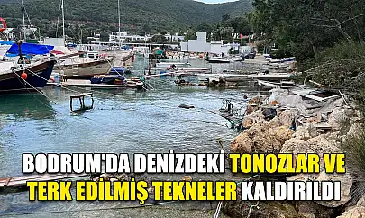 Bodrum'da denizdeki tonozlar ve terk edilmiş tekneler kaldırıldı