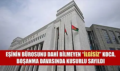 Eşinin bürosunu dahi bilmeyen 'ilgisiz' koca, boşanma davasında kusurlu sayıldı