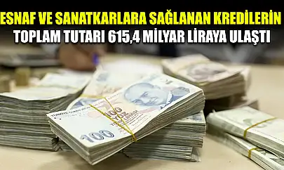Esnaf ve sanatkarlara sağlanan kredilerin toplam tutarı 615,4 milyar liraya ulaştı