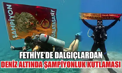 Fethiye'de dalgıçlardan deniz altında şampiyonluk kutlaması