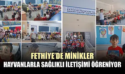 Fethiye'de minikler hayvanlarla sağlıklı iletişimi öğreniyor
