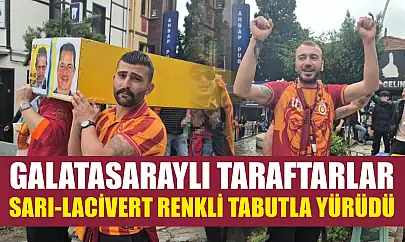 Galatasaraylı taraftarlar sarı-lacivert renkli tabutla yürüdü