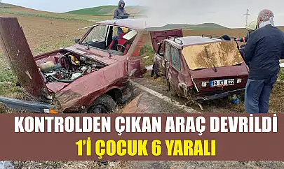 Kontrolden çıkan araç devrildi: 1'i çocuk 6 yaralı