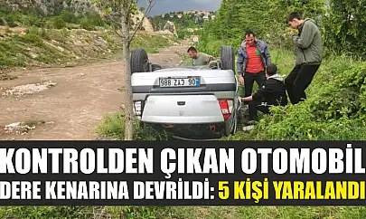 Kontrolden çıkan otomobil dere kenarına devrildi: 5 kişi yaralandı