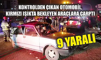 Kontrolden çıkan otomobil, kırmızı ışıkta bekleyen araçlara çarptı: 9 yaralı