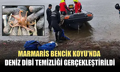 Marmaris Bencik Koyu'nda deniz dibi temizliği gerçekleştirildi